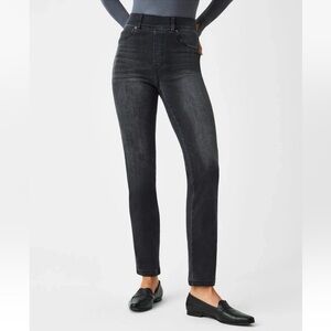 SPANX Women's Classic Straight Leg Pull On Jeans in Charcoal Black size medium